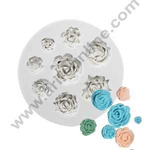 CAKE DECORβ’ Silicon 8 Cavity Roses Flower Fondant Gumpaste Mould Marzipan Mould SBSP-SL-1527