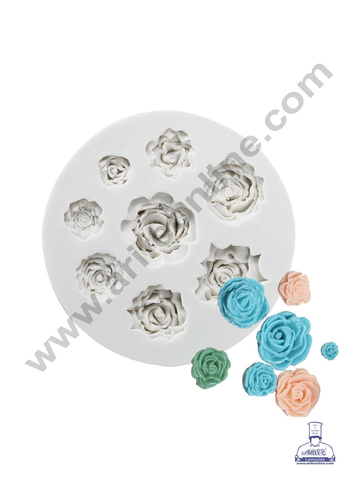 CAKE DECOR™ Silicon 8 Cavity Roses Flower Fondant Gumpaste Mould Marzipan Mould SBSP-SL-1527