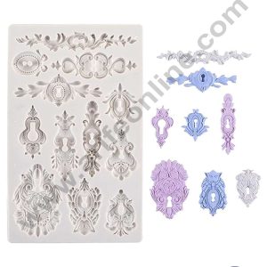 CAKE DECORβ’ Silicone 12 Cavity Vintage / Retro Relief Flourish Fondant Marzipan Mould SBSP-SL-1665