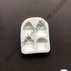 Cake Decor Silicone 4 Cavity Cupcake Shape Fondant Marzipan Mould