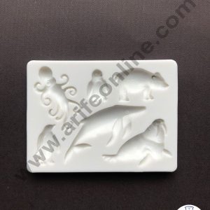 Cake Decor Silicone 6 Cavity Penguin Dolphin Seal Fondant Marzipan Mould