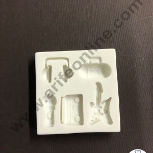 Cake Decor Silicone 5 Cavity Speaker Mic Guitar Radio Headphone Fondant Marzipan Mould