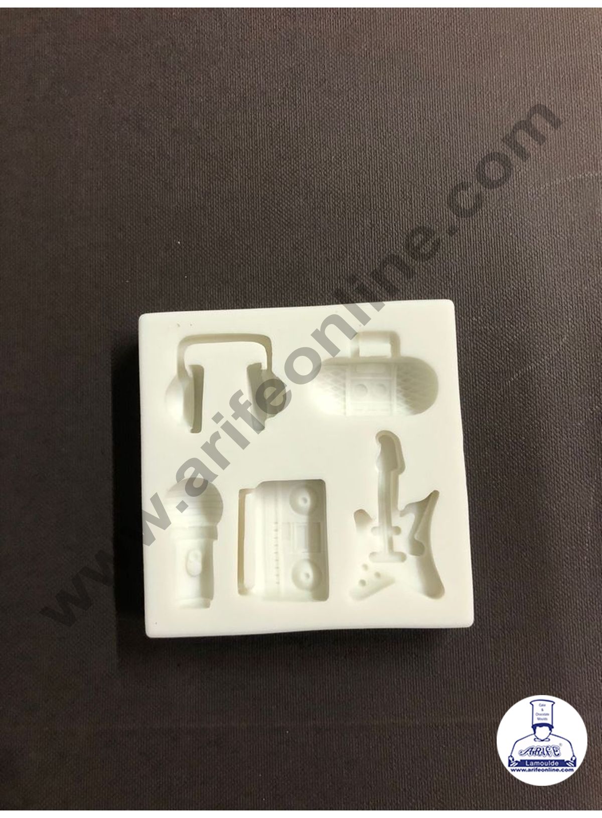 Cake Decor Silicone 5 Cavity Speaker Mic Guitar Radio Headphone Fondant Marzipan Mould