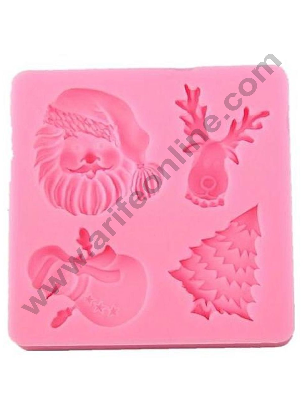 Cake Decor Silicon 4 Cavity Christmas Tree Snowman Santa Clause Face Dear Face Silicone Fondant Mould Marzipan Mould