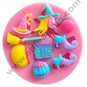 Cake Decor Silicon 9 Cavity Halloween Witch Silicone Fondant Mould Marzipan Mould