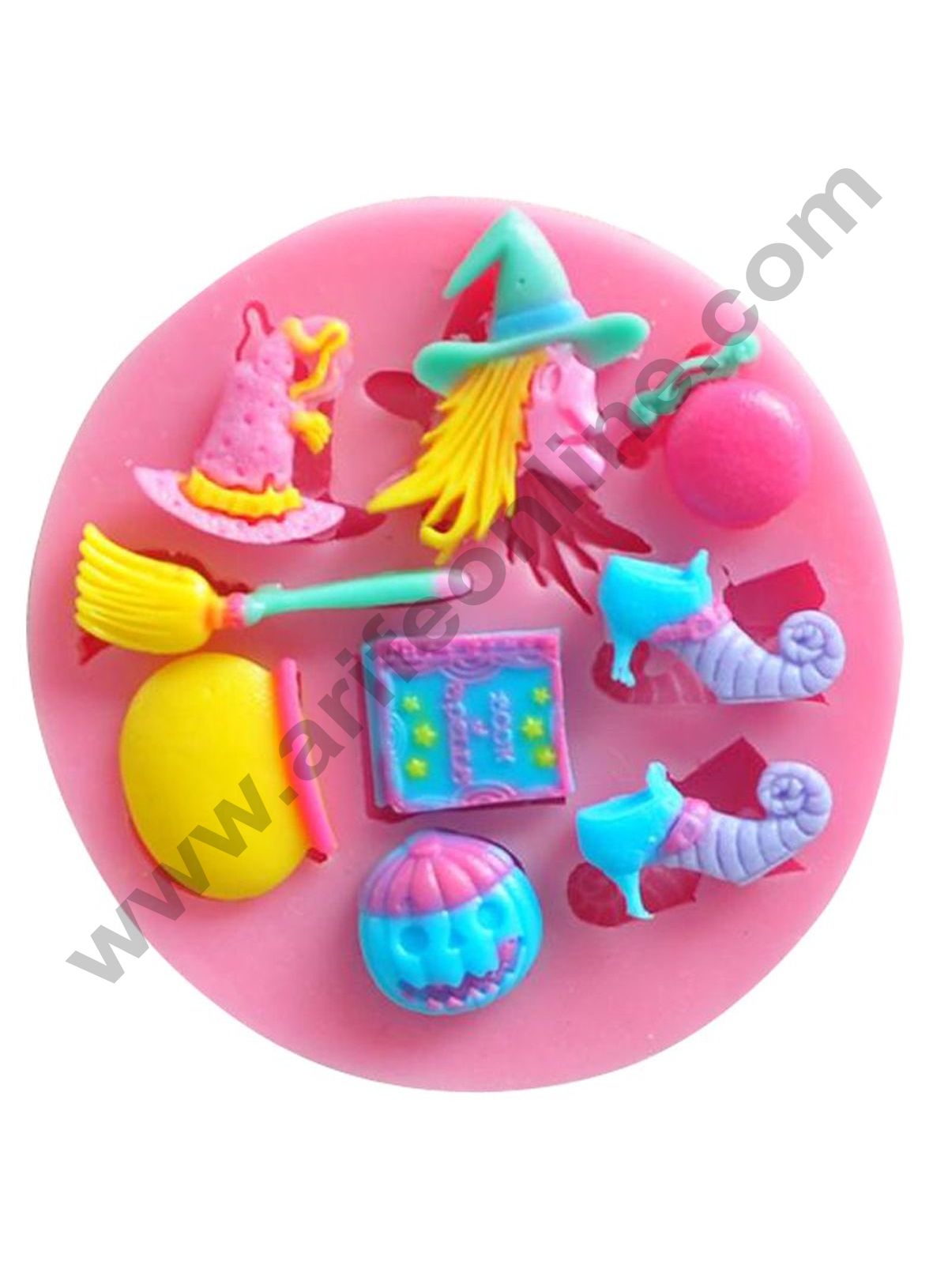Cake Decor Silicon 9 Cavity Halloween Witch Silicone Fondant Mould Marzipan Mould