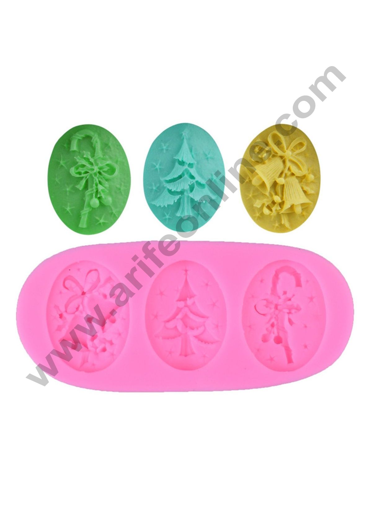 Cake Decor Silicon 3 Cavity Christmas Design Silicone Fondant Mould Marzipan Mould