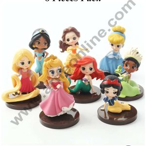 CAKE DECOR™ 8 Pcs Mini Disney Princess Doll Cake Toy Topper | Decorations Figurines - (SBTO-061)