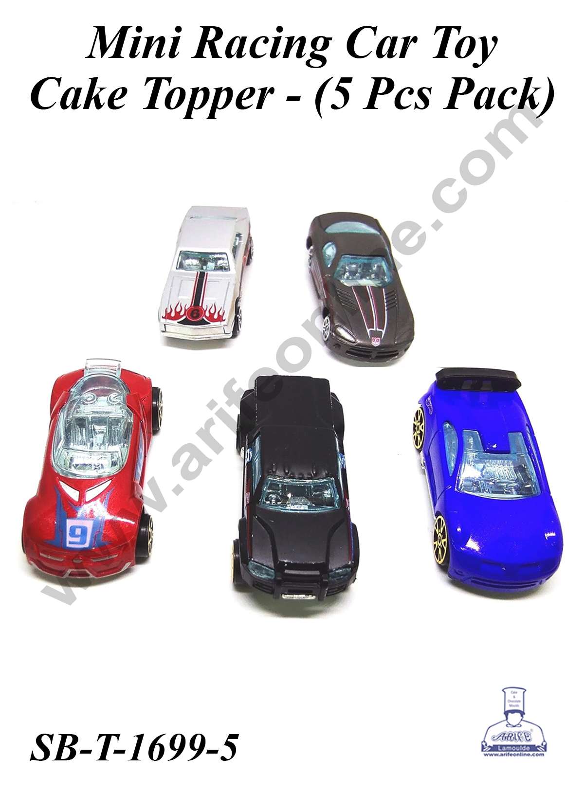 CAKE DECOR™ 5 Piece Mini Racing Car Cake Toy Topper | Decorations Figurines - (SB-T-1699-5)