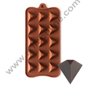 Cake Decor Silicon 15 Cavity Pyramid Triangle Design Brown Chocolate Mould, Ice Mould,