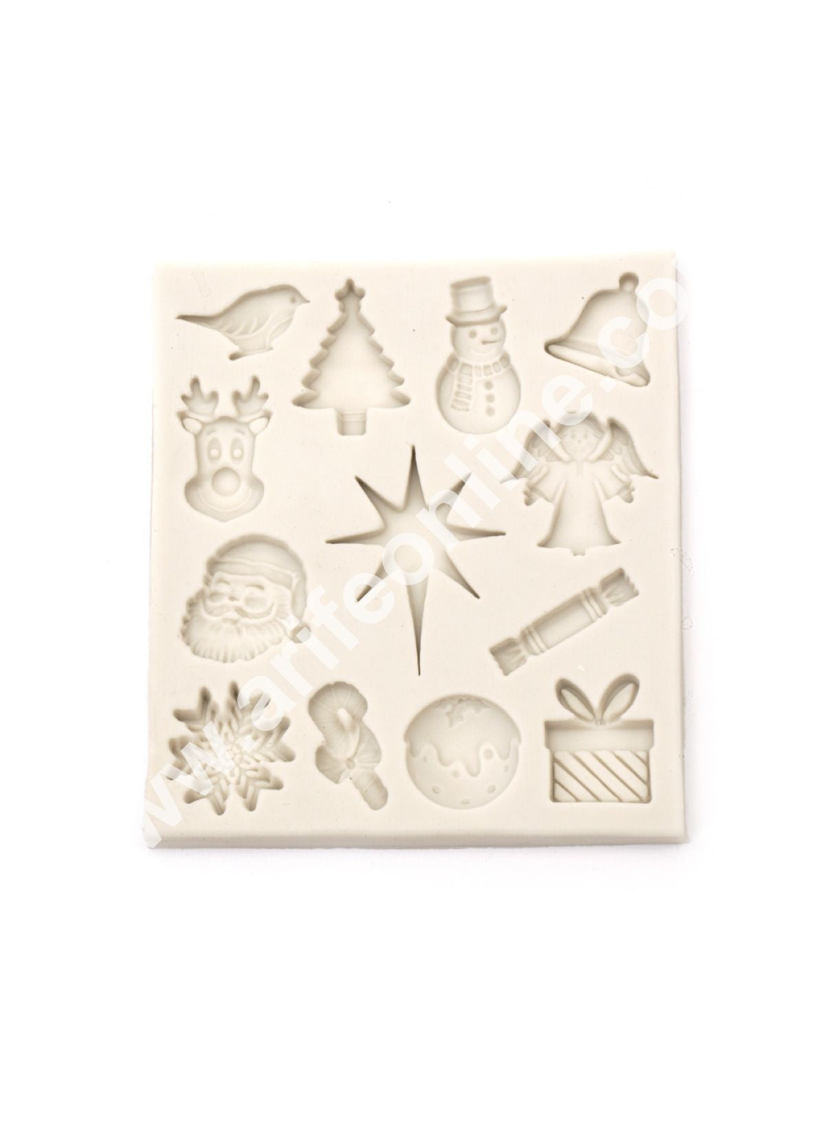 CAKE DECORβ’ 13 Cavity Christmas Theme Silicone Mould | Tree, Bird,Snowman Shape,Reindeer,Gift, Santa Shapes Silicone Fondant Mould