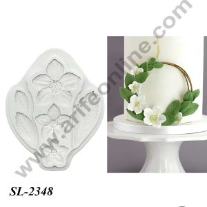 CAKE DECOR™ 6 cavity Flower & Leaf Shape Silicone Fondant Mould for Cake Decorations (SBSP-SL-2348)