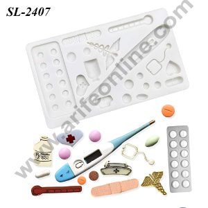 CAKE DECOR™ 19 Cavity Medical Theme Silicone Fondant Mould for Cake Decorations (SBSP-SL-2407)