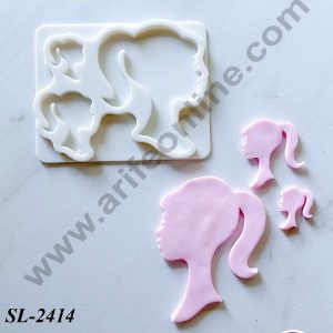 CAKE DECOR™ 3 Cavity Barbie Theme Silicone Fondant Mould for Cake Decorations (SBSP-SL-2414)