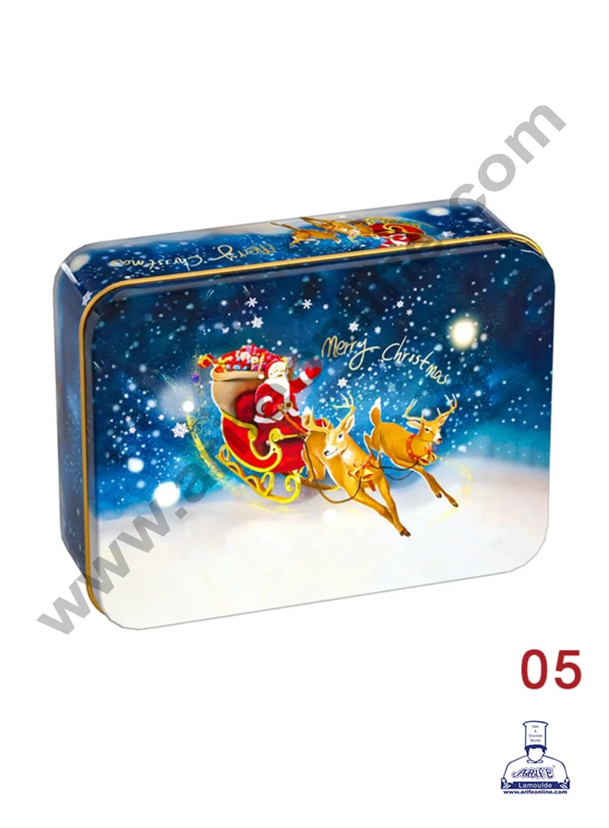Cake Decor β’ Merry Christmas Tins Rectangle Shape - 05 | Rectangle Storage Containers Tins | 1 Pc Pack