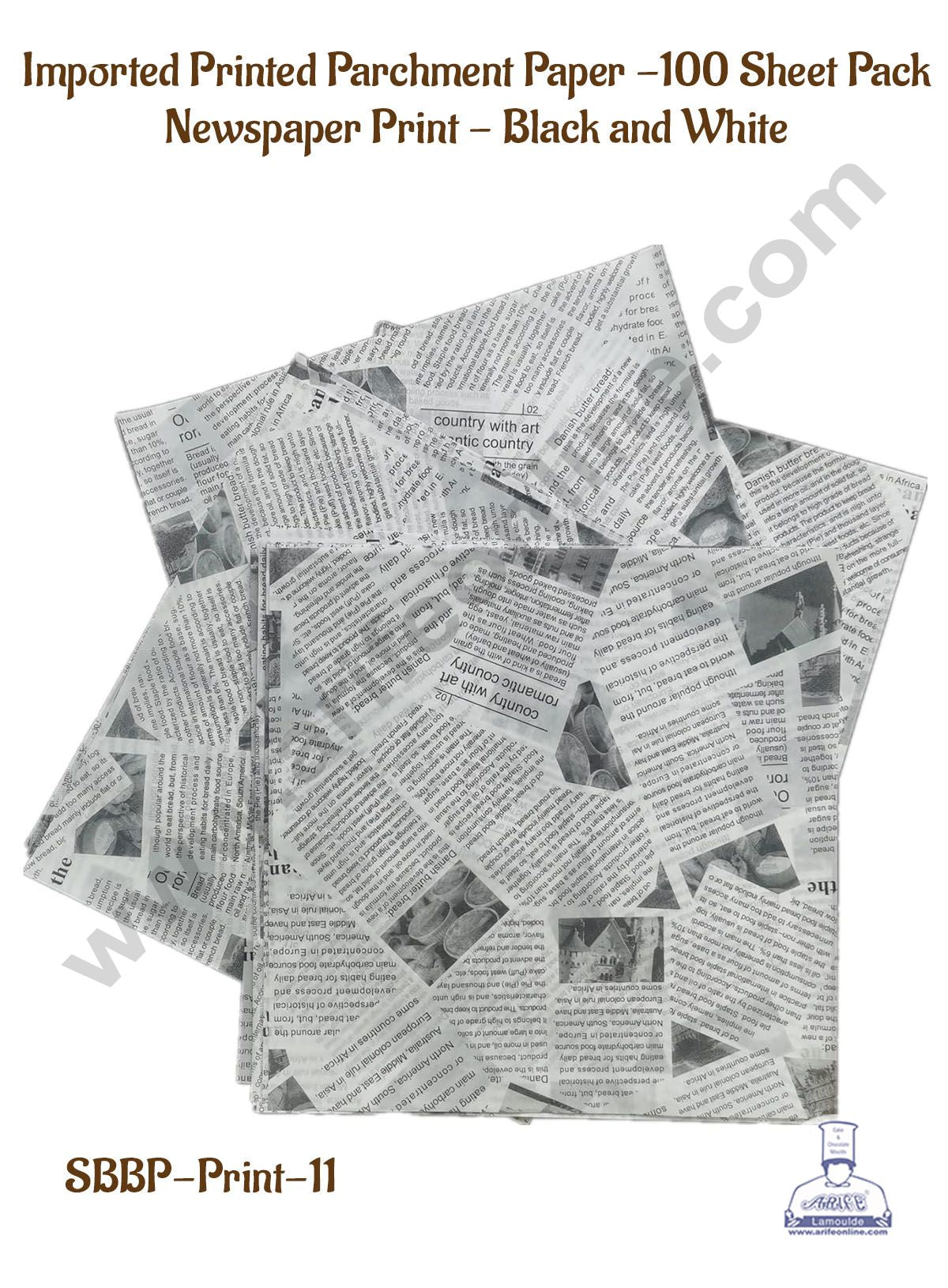 CAKE DECORβ’ Imported Printed Parchment Paper | Bento Box Liner | Grease Proof Paper | Wrap Paper -Newspaper Print /Plaid Print (100 Sheets)