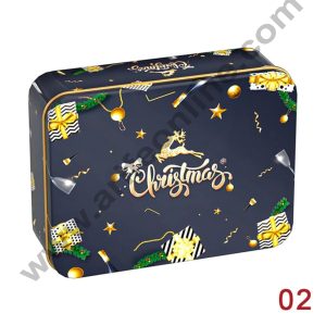 Cake Decor ™ Merry Christmas Tins Rectangle Shape - 06 | Rectangle Storage Containers Tins | 1 Pc Pack