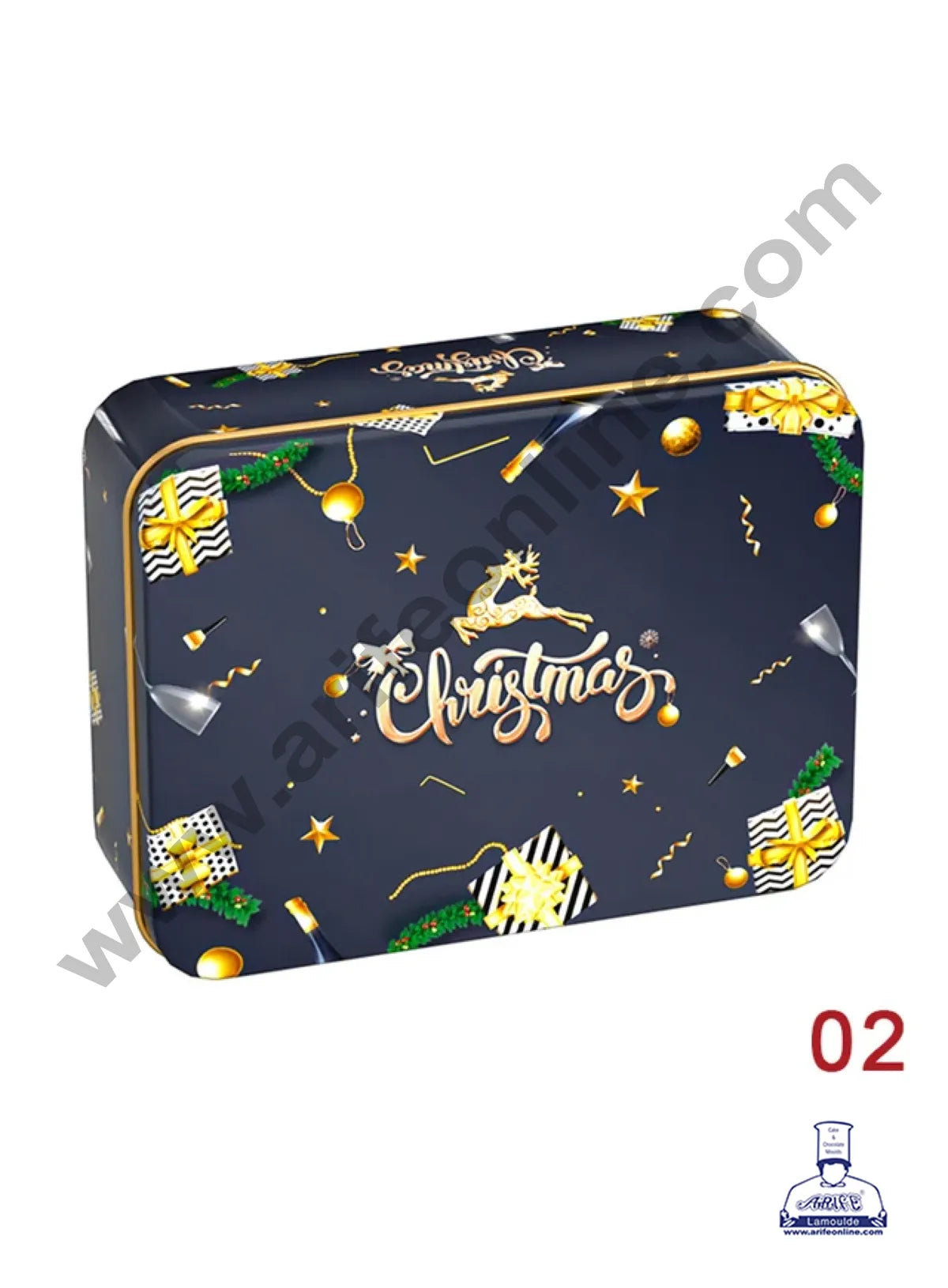 Cake Decor β’ Merry Christmas Tins Rectangle Shape - 06 | Rectangle Storage Containers Tins | 1 Pc Pack