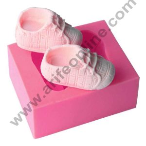 Cake Decor Silicon 2 Cavity Pair of Baby Shoes Silicone Fondant Mould Marzipan Mould