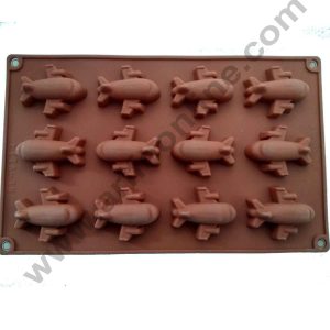 Cake Decor Silicon 12 Cavity Aeroplane Shape Muffin Cupcake Mould