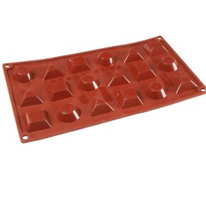 Cake Decor Silicon 18 Cavity Circles Squares Triangles Shape Muffin Cupcake Mould