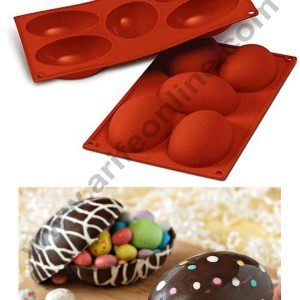 Cake Decor Silicon 5 Cavity Half Easter Egg Shape Muffin Cupcake Mould