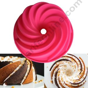 CAKE DECOR™ Silicone Round Swirl Bundt Cake Mould - 2 Kg Cake Decor Bakeware for Perfect Baking & Decoration - Length: 23 cm x Height: 8.5 cm