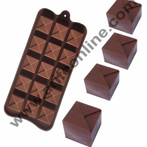Cake Decor Silicon 15 Cavity Square Tiered Brown Chocolate Mould, Ice Mould, Chocolate Decorating Mould