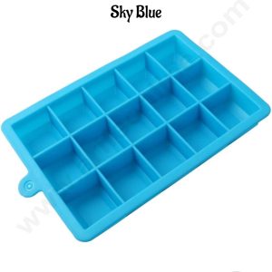 CAKE DECORβ’ Sky Blue Silicone Ice Cube Tray Without Lid- 15 Cavity β 1 Piece β(SB-ICT-15)β