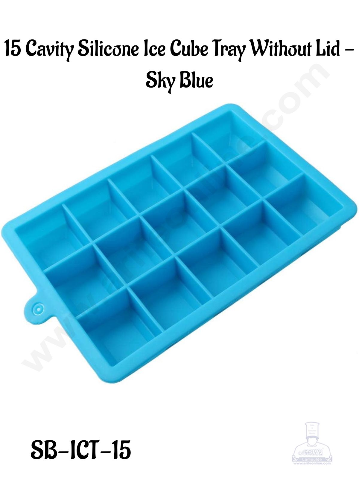 CAKE DECOR™ Sky Blue Silicone Ice Cube Tray Without Lid- 15 Cavity │ 1 Piece │(SB-ICT-15)│