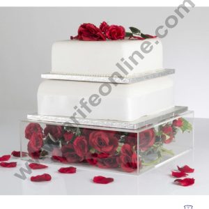 CAKE DECOR SQUARE ACRYLIC SPACER FILL-A-TIER 6" X 4" CLEAR CAKE DISPLAY