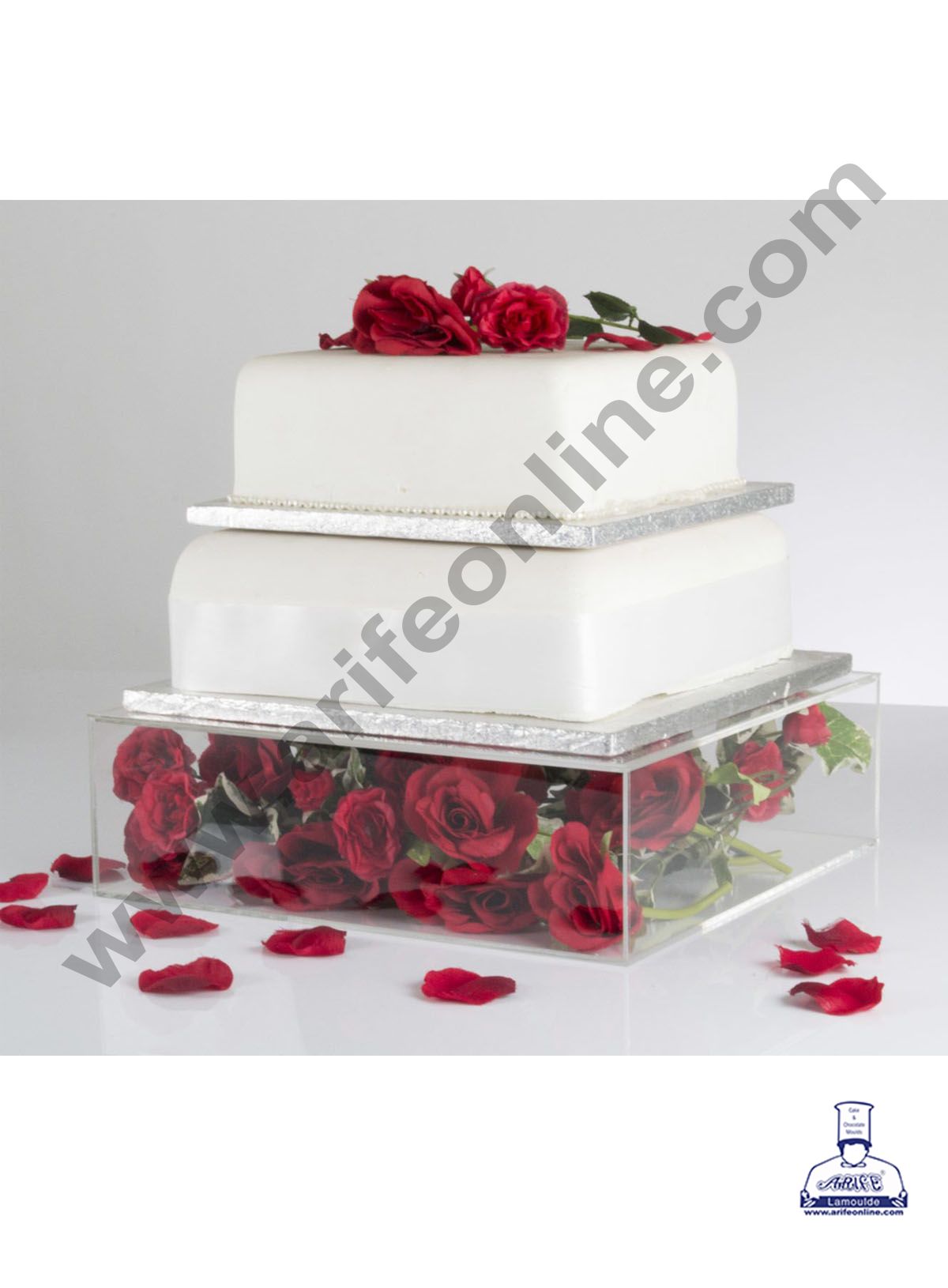 CAKE DECOR SQUARE ACRYLIC SPACER FILL-A-TIER 6" X 4" CLEAR CAKE DISPLAY