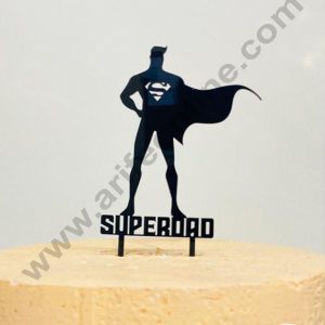 CAKE DECOR™ Black Acrylic Superman Theme Cake Topper And Dessert Decoration ( SBMT-1219)