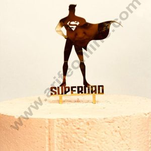 CAKE DECOR™ Golden Acrylic Superman Theme Cake Topper And Dessert Decoration ( SBMT-1220)
