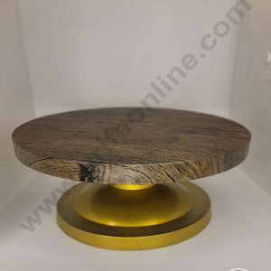 CAKE DECOR™ 360 Degree Rotating Cake Stand Cake Decorating Turntable - Wooden Theme 01 (SBCS-010-02)