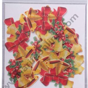 Cake Decor Edible Pre Cut Wafer Paper - Christmas Special Santa Bells - (Set of 32 pcs)