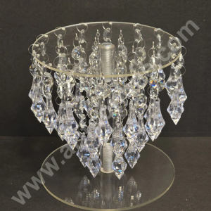 CAKE DECOR™ Round Acrylic Spacer Chandelier with Diamond Tier Cake Spacer 8 Inch Base & 8 Inch Height