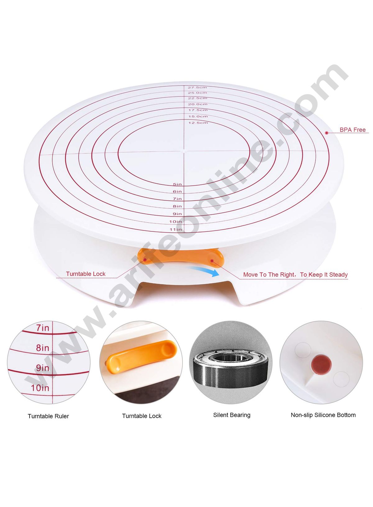 Cake Decor Turntable with Lock Brake Cake Decorating Stand (30 cm)
