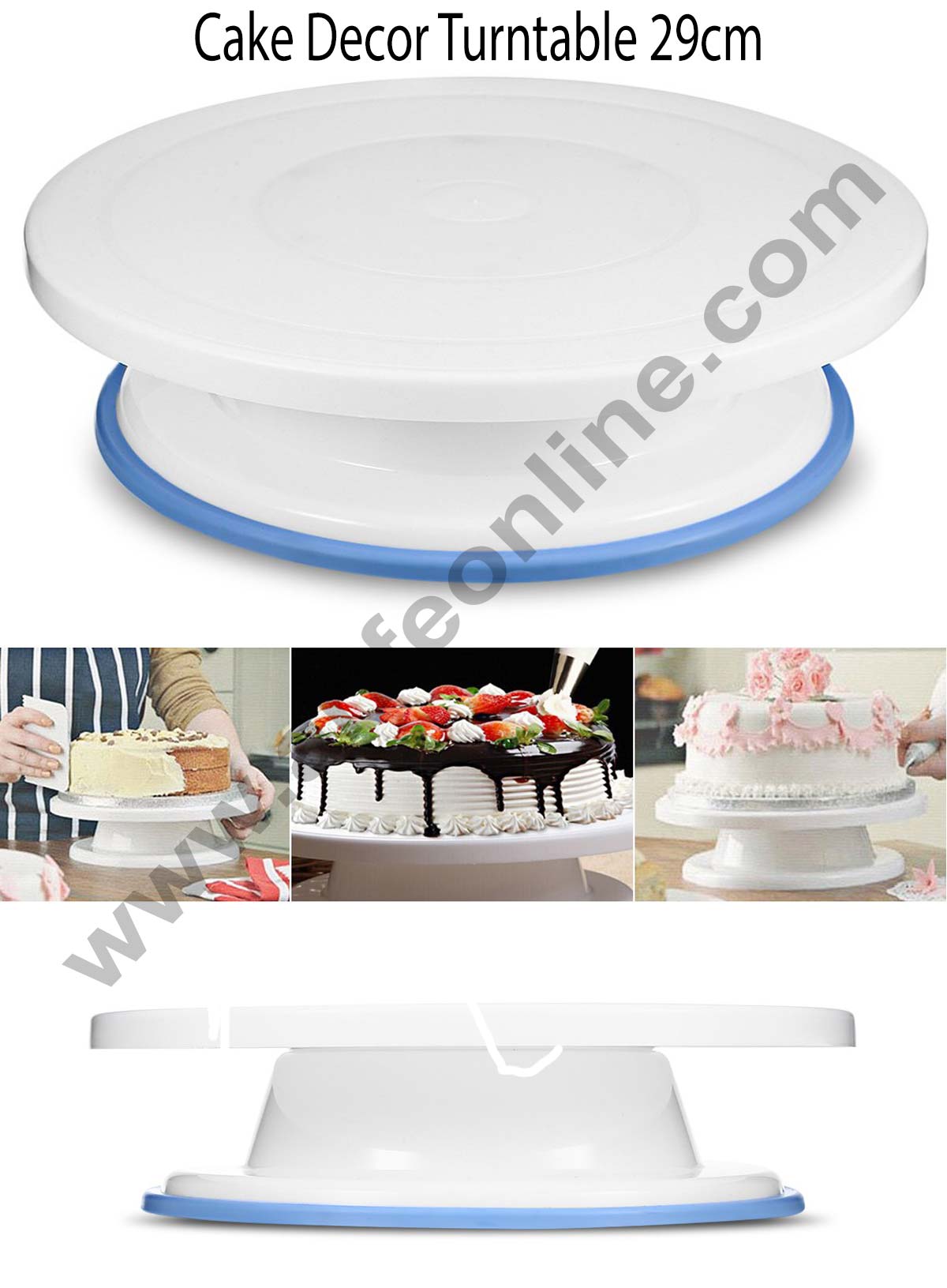 Cake Decor Round Rotating Revolving Cake Turntable Decorating Stand Platform, 29CM White