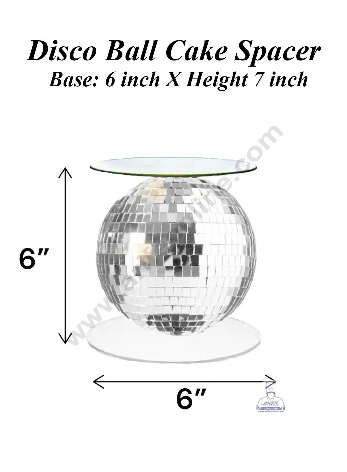 CAKE DECORβ’ Disco Ball Cake Spacer For Cake and Cupcake Decoration - Base 6 inch X Height 6 inch