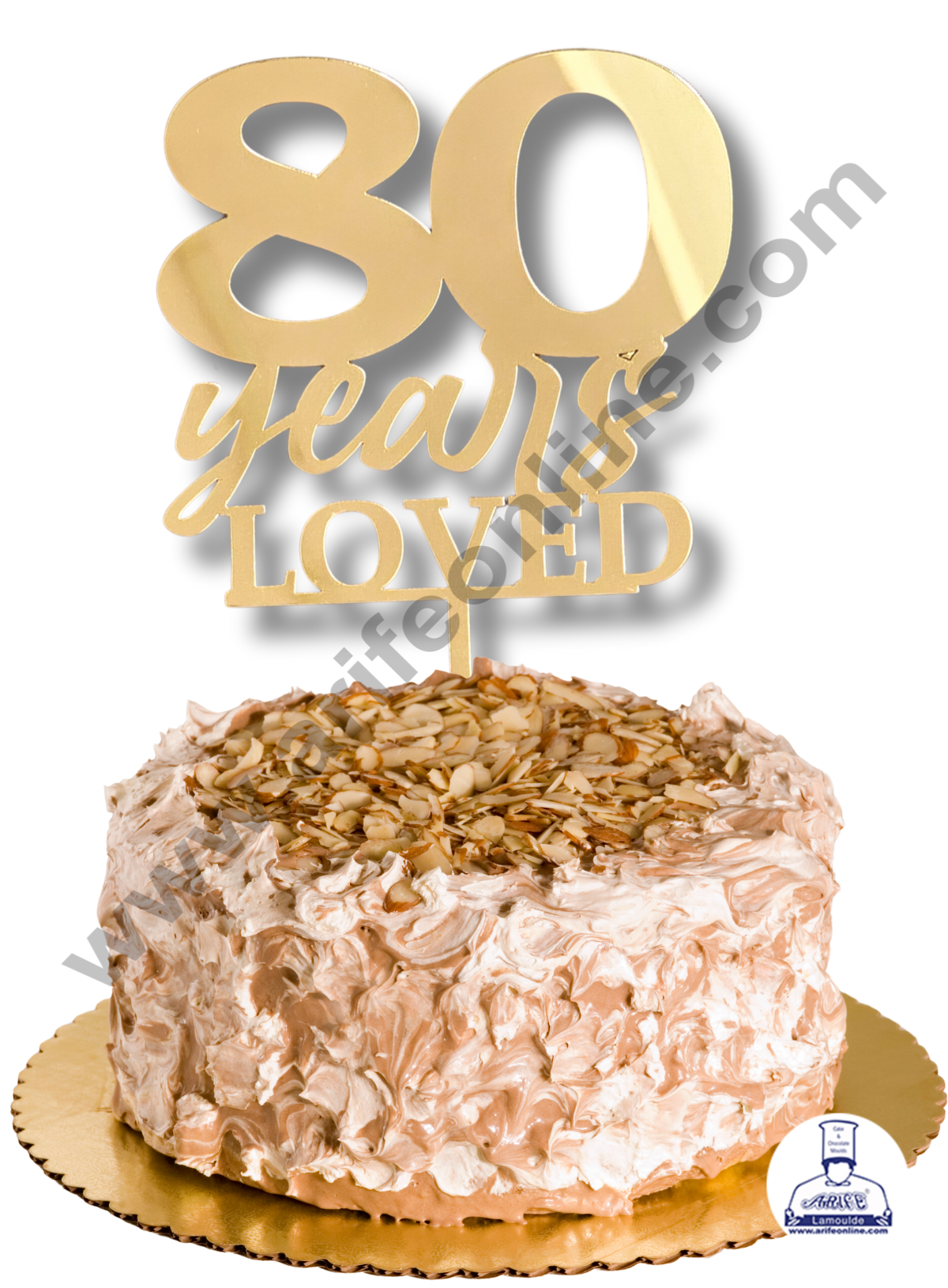 Gold Acrylic Finishing Cake Topper 80 Years Loved Cake Topper - Cake Decor