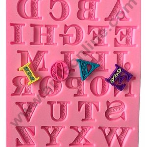 Cake Decor Silicon Alphabets with Pattern Fondant Sugar Paste Mould Clay Mould Marzipan Mould