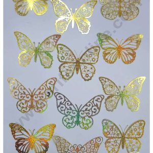 CAKE DECORβ’ 10 Pc Golden Butterfly Paper Cake Toppers | Elegant Cupcake Decorations