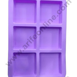CAKE DECOR™ 6 Cavity Square Silicon Moulds Muffin Mould Soap Mould Candle Mould