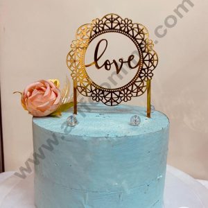 CAKE DECORβ’5 inch Acrylic Love in Floral Theme Round Frame Cake Topper And Dessert Decoration (SBMT-1210)