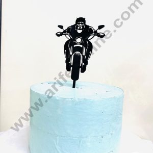 CAKE DECOR™ 5 inch Black Acrylic Bike With Bullet Rider Cutout Cake Topper And Dessert Decoration (SBMT-1209)