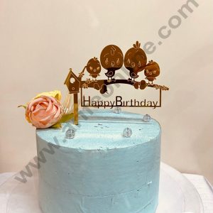 CAKE DECOR™ 5 inch Acrylic Happy Birthday With Chick Family Cutout Cake Topper Cake Decoration (SBMT-1211)