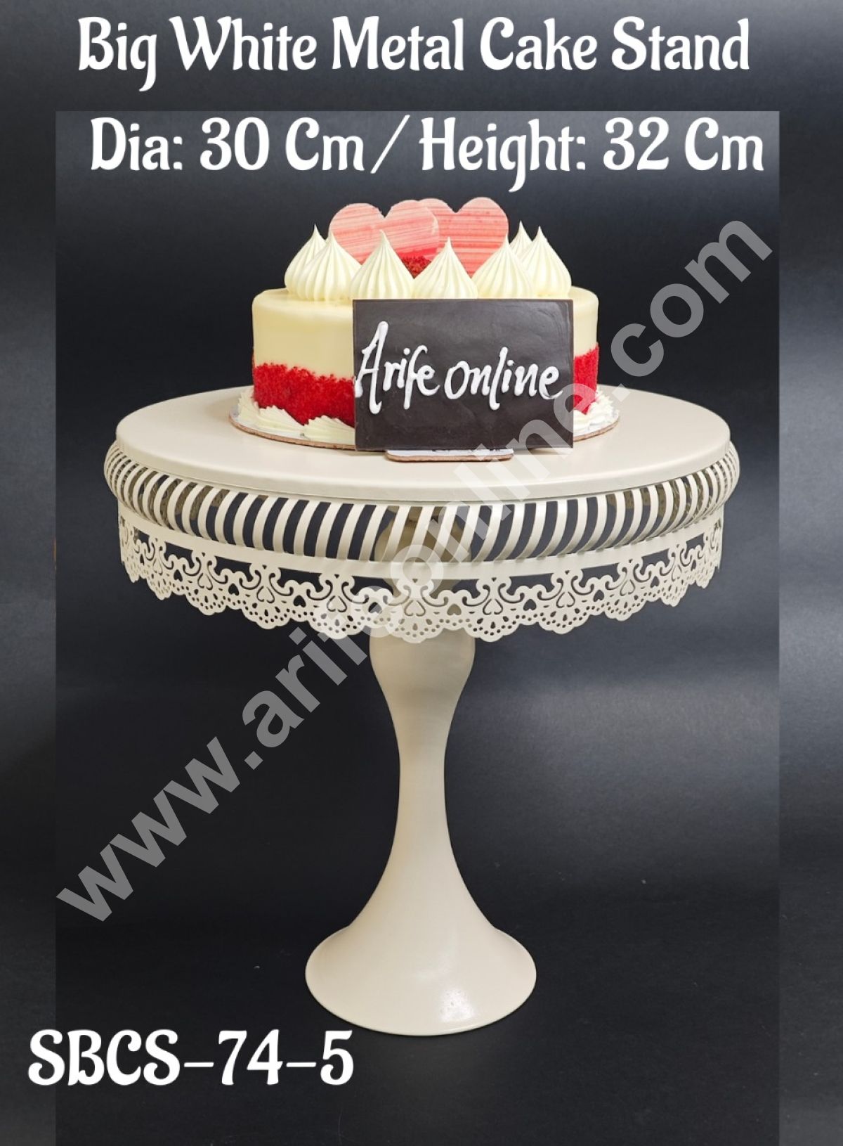 CAKE DECOR™ Big White Metal Cake Stand | Dessert Stand | Cupcake Stand