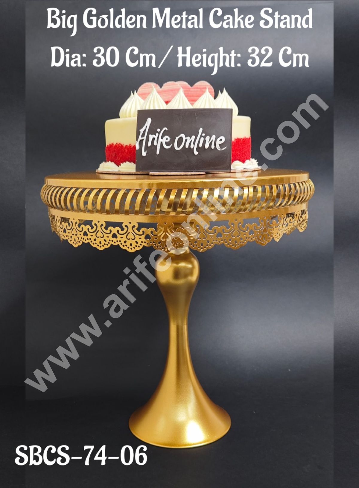 CAKE DECOR™ Big Golden Metal Cake Stand | Dessert Stand | Cupcake Stand