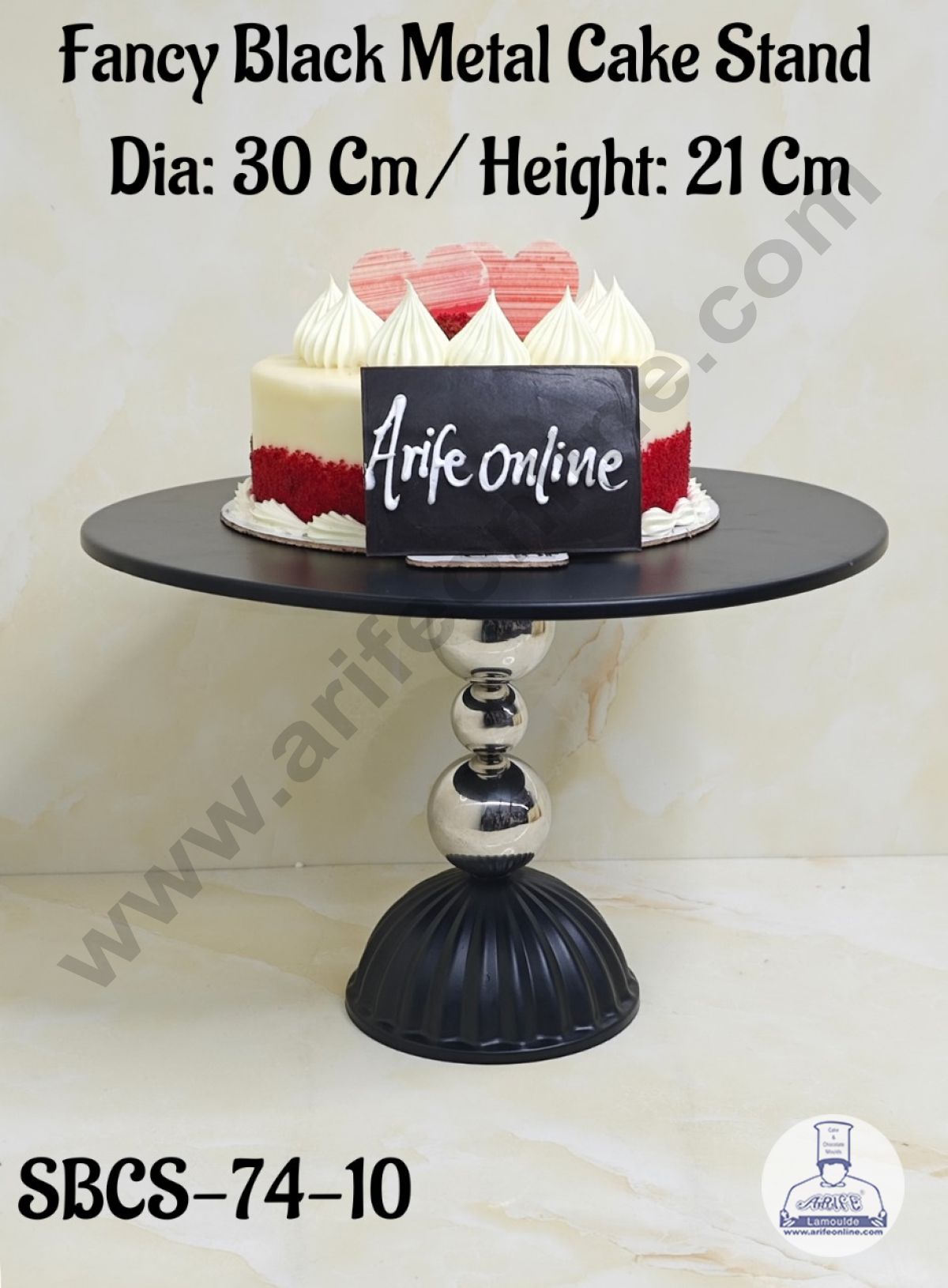 CAKE DECOR™ Fancy Black Metal Cake Stand | Dessert Stand | Cupcake Stand